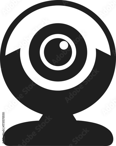 Simple webcam icon silhouette displayed on a clean white background