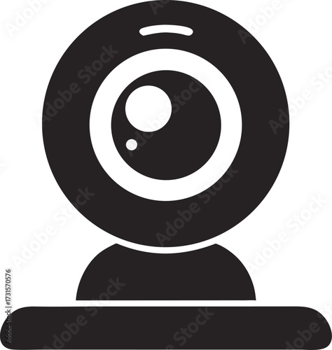 Simple silhouette of a webcam icon on a clean white background