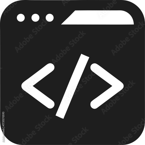 Silhouette of code brackets and lines on a white background