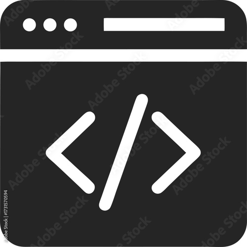 Simple silhouette of web code icon on a white background