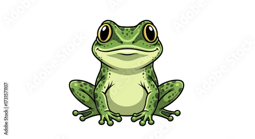 Delightful cartoon frog illustration with bright colors and friendly expression