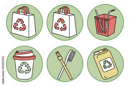 Collection of ecofriendly product icons vector illustration