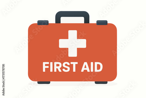 A Detailed Vector Illustration of a First Aid Kit with a White Cross