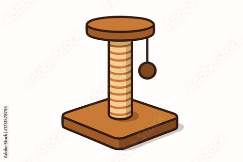 Cartoon Cat Scratching Post with Dangling Toy Ball