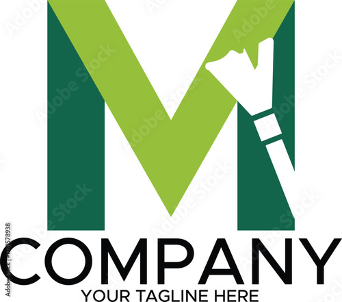 Letter M Cleaning Services Logo with Mop , Modern Cleaning Company Branding