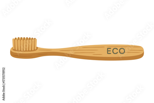 EcoFriendly Wooden Toothbrush with Natural Bristles and ECO Text