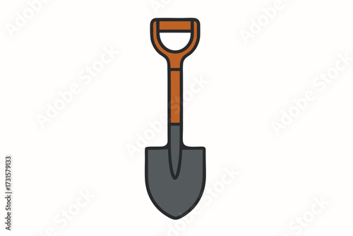 Simple Cartoon Shovel with Orange Handle and Gray Blade