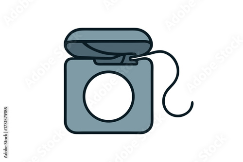 Simple Illustration of Dental Floss Dispenser with Drawn Floss Strand