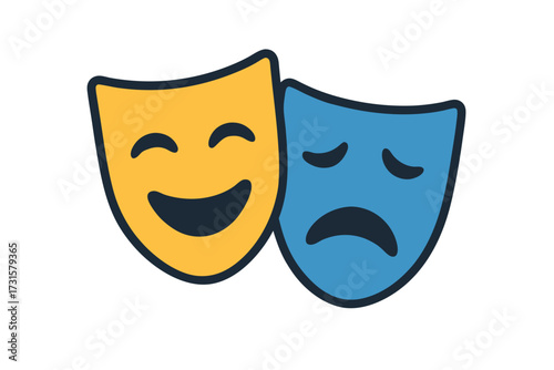 Theatrical Comedy and Tragedy Masks Representing Joy and Sorrow