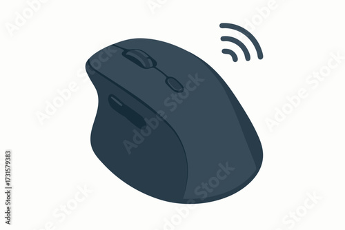 Wireless Computer Mouse with Signal Icon Modern Design and Ergonomic Shape