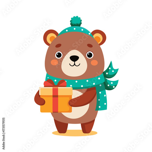 Teddy bear with christmas gift box