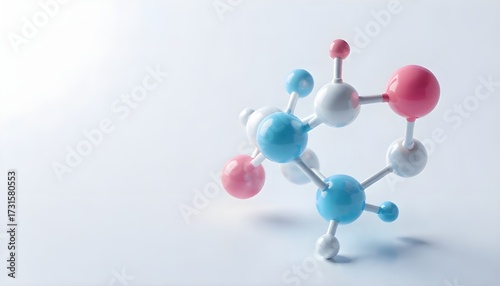 Abstract Molecule and Atom Structure Model - Science, Medical Background, Skincare Technology, and Cosmetic Innovation. 3d rendering