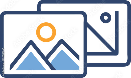 Map pointer and photo camera icon on square button