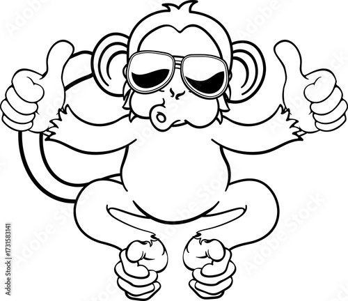 Monkey Sunglasses Cartoon A...
