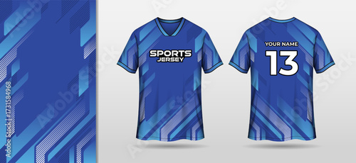 Sport jersey mockup with blue modern background