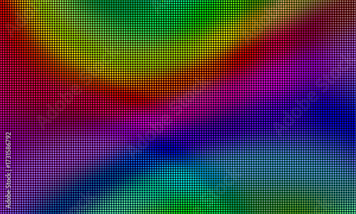 LED Video Wall Screen Texture Background, Vector blue and red purple, green color light LED diode dot grid video screen