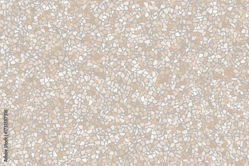 Beautiful beige and light gray terrazzo stone texture, pebble stone seamless background. Vector illustration