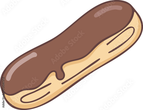 Chocolate eclair with creamy filling