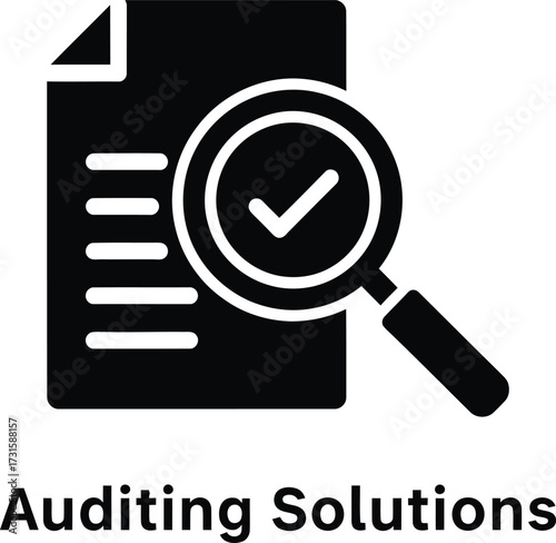 Magnifying glass over document with check mark symbolizing auditing