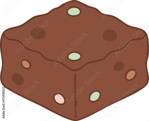Chocolate brownie square with nuts