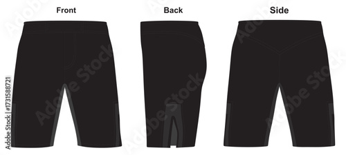 Mma Short  Mockup Template Vector.