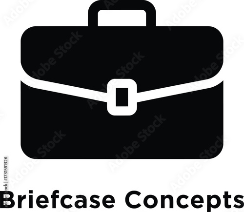 Simple black silhouette of a briefcase with handle and latch