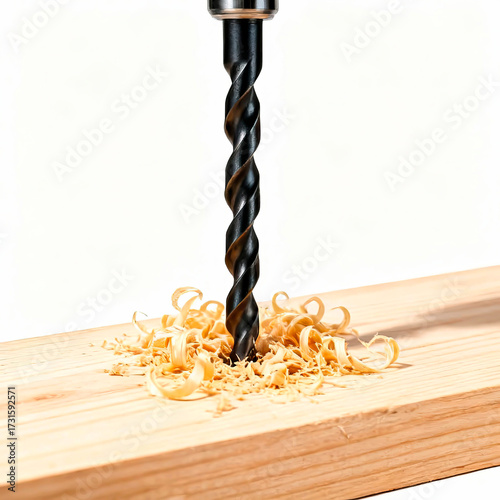The perfect hole: wood drill bit and fresh shavings