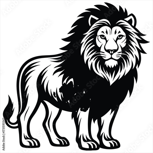 Lion black Vector . lion silhouette. Lion Vector illustration on white background. Lion concept, Lion cartoon, Lion clipart, Lion icon, Lion art, Lion topics,Lion doodle