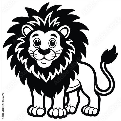Lion black Vector . lion silhouette. Lion Vector illustration on white background. Lion concept, Lion cartoon, Lion clipart, Lion icon, Lion art, Lion topics,Lion doodle