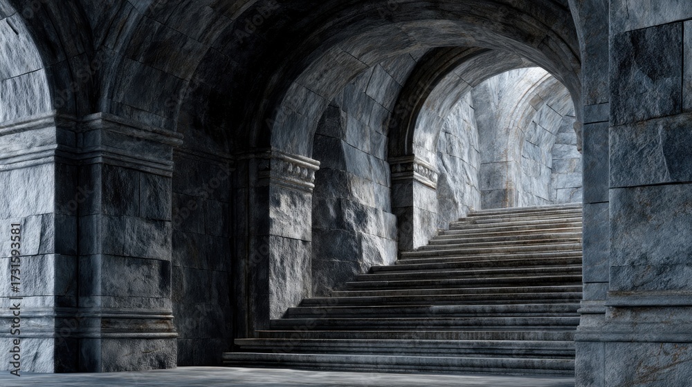 Fototapeta premium Ancient stone stairway hallway