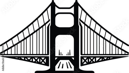 Golden Gate Bridge Silhouette on White Background suspension bridge landmark