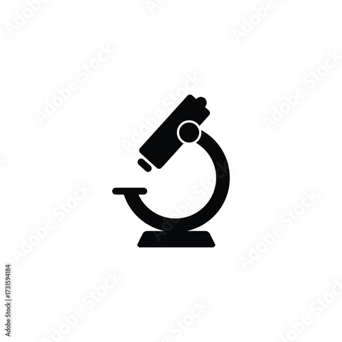 black Simple microscope solid icon. filled pictogram. Vector illustration isolated on a white background. Premium quality symbol. eps10 Vector sign for mobile app and web sites.