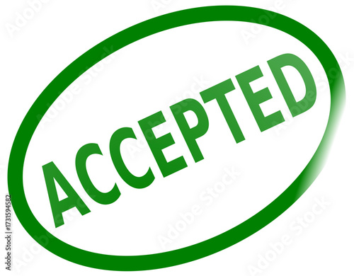 Green oval stamp with the word accepted