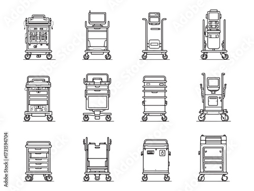 Emergency Crash Cart Hospital Critical Care Tools