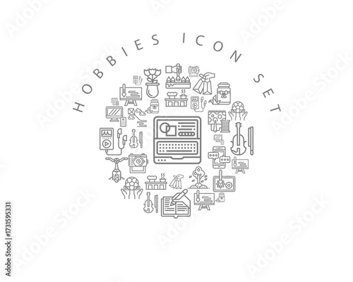 Hobbies icon set design