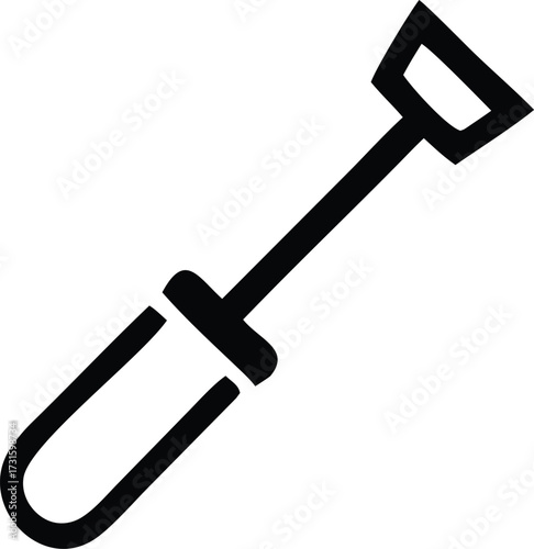 Simple hand drawn icon of a shovel tool for gardening construction and digging work symbol represents manual labor and outdoor activities