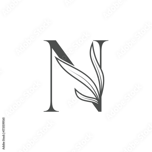 Floral Letter N Monogram Logo Design