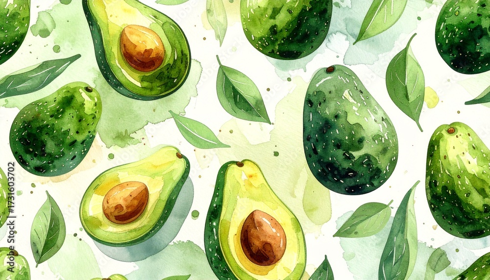 seamless pattern of green apples, seamless pattern of avocado, seamless pattern with avocado, 