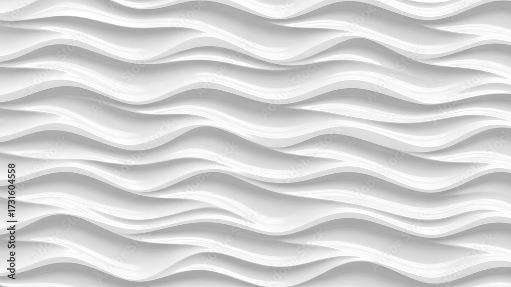 Obraz premium Modern Abstract White Wavy Background. Seamless Smooth Fluid Wave Pattern. Clean Minimalist 3D Texture.