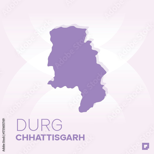 Durg District Map, Chhattisgarh, India – Editable Vector Outline.