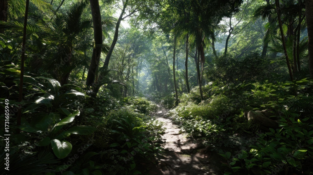 Obraz premium Jungle path sunlight