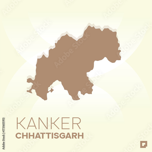 Kanker District Map, Chhattisgarh, India – Editable Vector Outline.