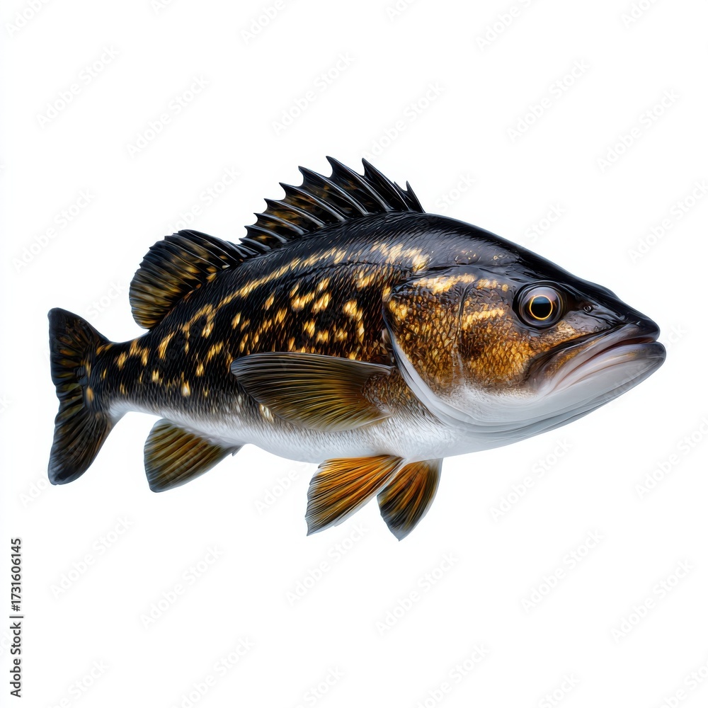 Fototapeta premium Vibrant Fish with Striking Black and Orange Pattern Swimming Gracefully Through Clear Water Amidst Colorful Aquatic Environment in Underwater Scene