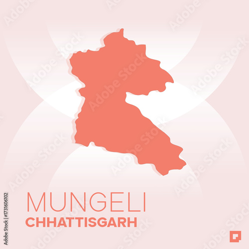 Mungeli District Map, Chhattisgarh, India – Editable Vector Outline.