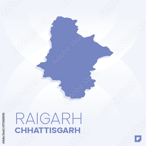 Raigarh District Map, Chhattisgarh, India – Editable Vector Outline.