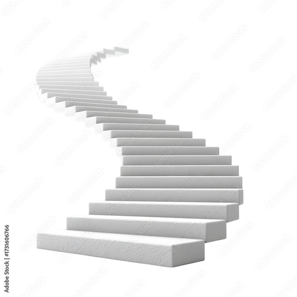 Fototapeta premium White staircase isolated on transparent background, symbolizing aspiration, progress, and the journey to success png transparent