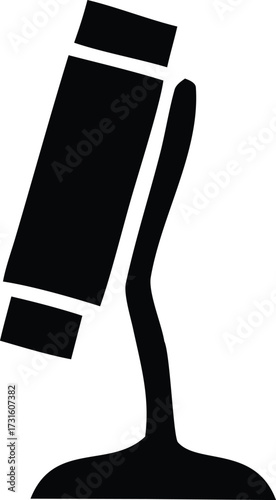 Simple silhouette of a stage microphone icon ready for audio recording or live performance broadcasting symbolizing music and sound.