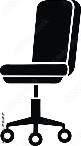 Black office chair silhouette symbol representing modern workspace comfort and productivity