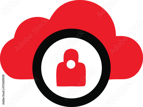 Secure cloud computing and data protection icon symbolizing digital security and privacy in the cloud environment
