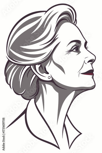 Elegant Woman's Profile Portrait Drawing with Subtle Color Accents